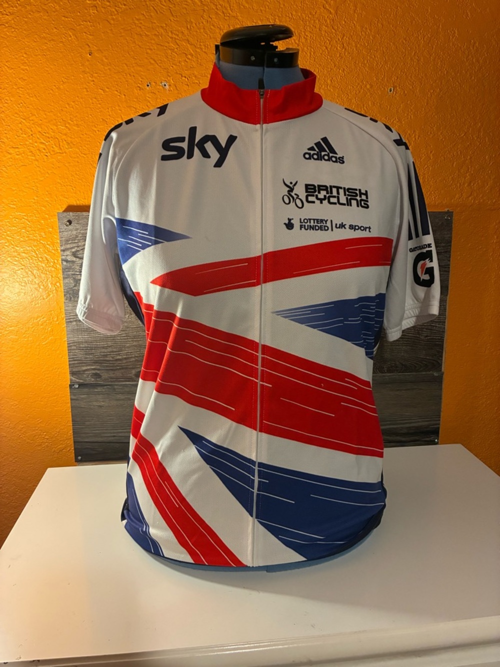 adidas White Red Blue British Cycling Team Jersey